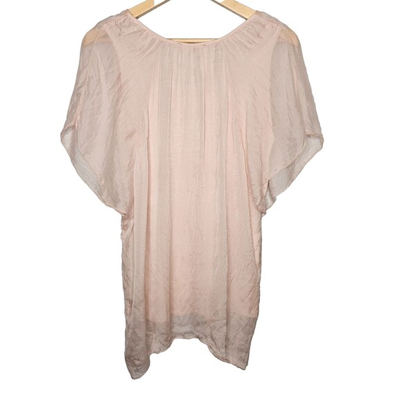 CARLA CONTI 100% Silk Blouse Small Pink Flutter Sleeves Lined Fairy Butterfly - Picture 6 of 9